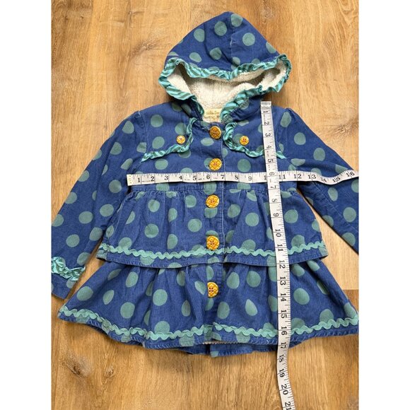 Matilda Jane Ruffle Polka Dot Fleece Lined Corduroy Jacket Hooded Size 4 - Picture 7 of 9